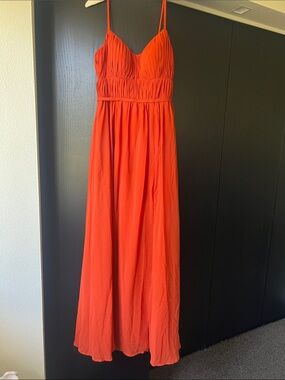 Azazie Orange Spaghetti-Strap Maxi Dress